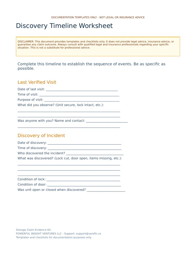 Discovery timeline worksheet, page 1